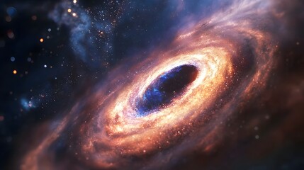 Poster - Breathtaking image of a supermassive black hole surrounded by a vibrant cosmic nebula filled with glowing stars swirling cosmic energies and the mysterious forces of the universe