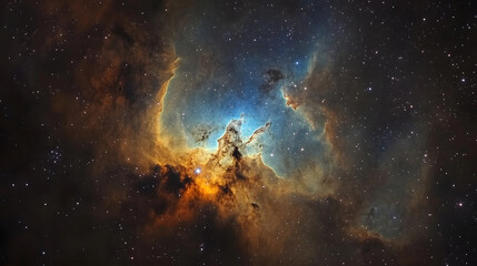 Aufkleber - Captivating cosmic nebula explosion in deep space shining with vibrant colors and dramatic lighting  An awe inspiring majestic and surreal scene showcasing the power and beauty of the universe