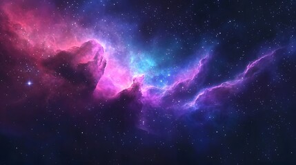 Poster - Captivating Cosmic Tapestry   Breathtaking galactic swirl of vibrant colorful nebula and radiant luminous stars set against the mysterious depths of the vast expansive universe  This dynamic