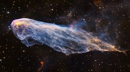 Aufkleber - Ethereal Cosmic Phenomenon Glowing Nebula in the Depth of Interstellar Expanse   Surreal and Mystical Space Scene with Colorful Clouds of Luminous Gas and Dust Against a Backdrop of Twinkling Stars