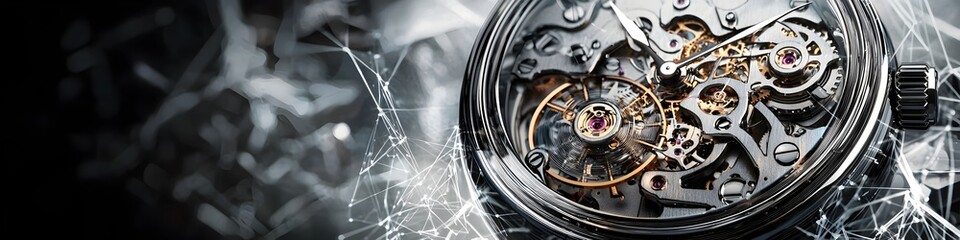 Wall Mural - a close up of a clock with a blue face and a gold band