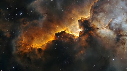 Aufkleber - Mesmerizing Cosmic Nebula Explosion in Dramatic Celestial Landscape   Captivating image of a fiery glowing stellar formation against the vast and mysterious backdrop of the universe