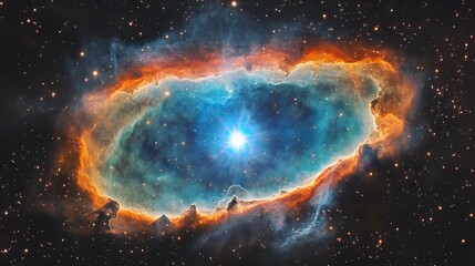 Aufkleber - Mesmerizing cosmic nebula illuminates the mysteries of the universe in a breathtaking display of vibrant fiery hues and dramatic celestial formations