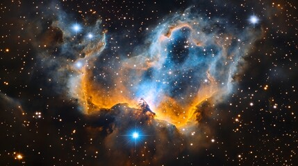 Aufkleber - Mesmerizing cosmic nebula with vibrant luminous stellar formations and colorful dramatic galactic structures in the captivating otherworldly expanse of the universe
