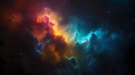 Aufkleber - Mesmerizing Cosmic Swirls of Colorful Nebula in the Vast Universe  Stunning abstract space background with glowing energy explosion and dynamic celestial elements