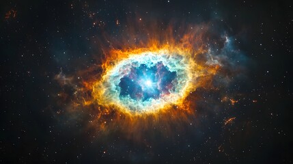 Aufkleber - Spectacular cosmic explosion of a luminous fiery nebula illuminating the mystical depths and wonders of the vast uncharted universe