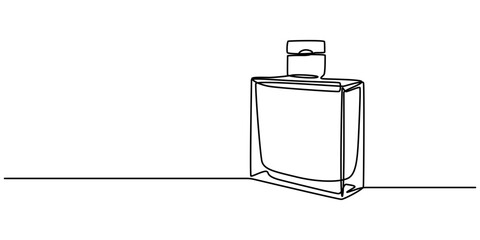 Continuous Line Perfume Bottle Icon, Shampoo bottle continuous one line drawing vector illustration. Premium vector, Drawing of a perfume bottle in one line. Modern outline illustration. Editable.