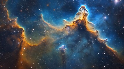 Aufkleber - Stunning and colorful cosmic nebula formation in the vast expanse of galactic space with glowing stars shimmering stardust clouds and captivating interstellar patterns