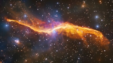 Leinwandbilder - Stunning image of a fiery cosmic explosion deep in the heart of the universe illuminating the endless expanse of the starry night sky with its mesmerizing otherworldly glow  This breathtaking