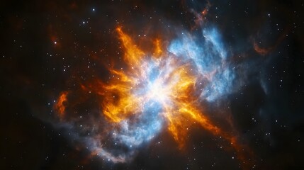 Poster - Stunning image depicting a brilliant colorful cosmic explosion of vibrant luminous energy and radiant swirling gases within a vast stellar galaxy nebula