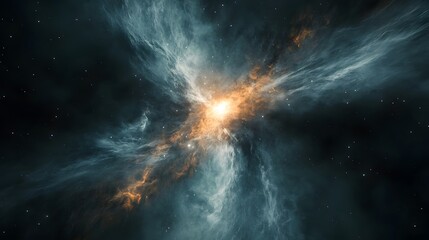 Aufkleber - Stunning image of a fiery cosmic explosion within a brilliantly glowing celestial nebula revealing the vast and captivating mysteries of the universe