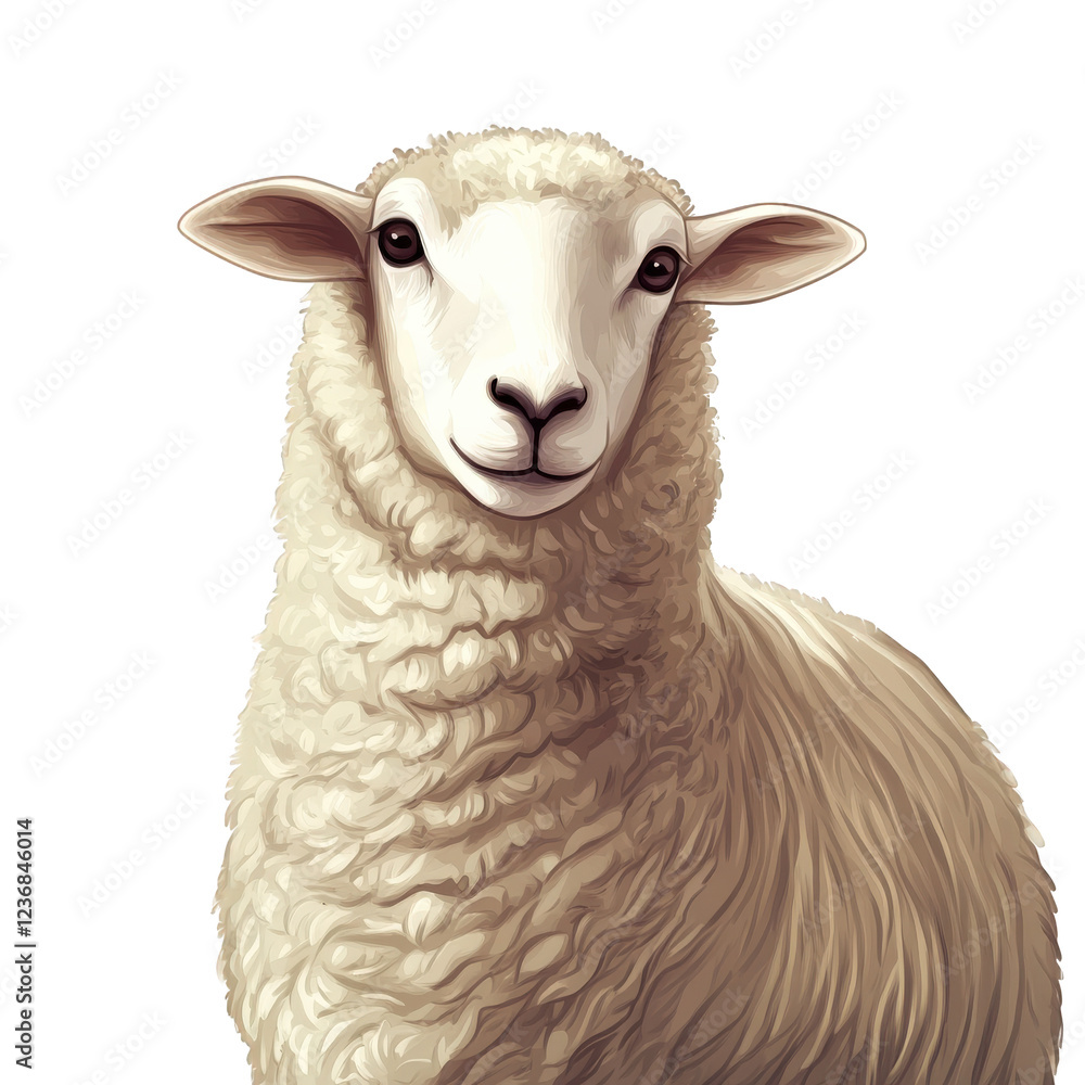 Sheep Front Vector transparent background, PNG, A stylized graphic illustration of a ...