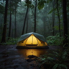 camping in the forest