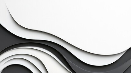 Wall Mural - Elegant Curves of Layered Paper in Shades of White and Gray Textures