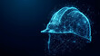© UseeIvan - Futuristic glowing safety helmet made of low polygonal lines and points on a dark blue background. Represents work safety, labor, and technological innovation