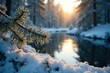 © Sarayuth - Frost-covered pine needles glisten in the dim light, frozen pond, frosty foliage, snowy undergrowth