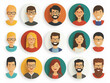 © aciddreamStudio - Diverse circle user icons featuring happy characters of different ages, sexes, and backgrounds for web application use
