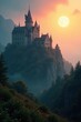 © Sarayuth - Foggy dawn creeps over ancient castle, soft illumination, soft, fog