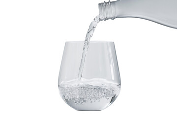 Water Pouring out of Plastic Bottle - Isolated on PNG transparent background. generative ai	