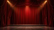 © Muhammad - The red velvet stage curtains are spotlighted for a grand theatre performance - background