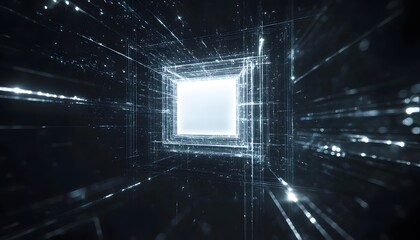 Wall Mural - abstract digital tunnel leading to bright light