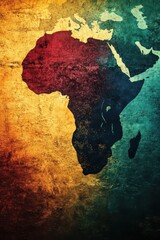 Fototapete - Vibrant africa day celebration design with colorful map for cultural events. Vertical banner. Copy space
