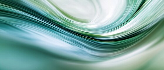 Poster - Abstract Swirling Green And White Hues