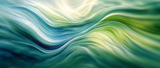 Poster - Abstract Green Blue Wave Swirls Abstract Art Design