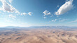 © Qaqas - Aerial view of desert landscape with sky background 360 panorama vr environment map. 3D Illustration