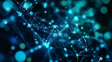 Data technology abstract futuristic cyan low poly shape glowing wire mesh surface on dark background. 3D rendering 3d illustration render