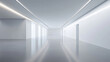 © Qaqas - Minimalist empty room with white walls and lights 3d render illustration. 3D Illustration