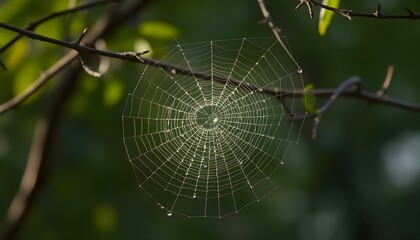 Wall Mural - a spider web hanging from a tree branch