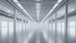 © Qaqas - abstract white background architecture warehouse hall 3d render illustration