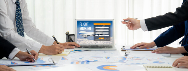 Online flight booking website provide brisk reservation system . Travel technology concept .