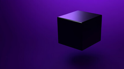 Wall Mural - black cube abstract texture with violet low key lighting background 3d illustration render