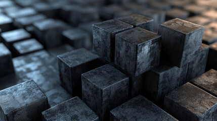 Wall Mural - black cube abstract texture background 3d illustration render