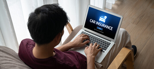 Wall Mural - car insurance online website on computer screen for insure your car damage snugly