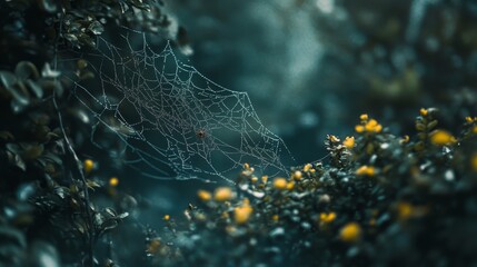 Spider web close up texture composition background