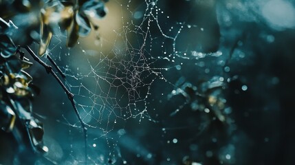 Spider web close up texture composition background