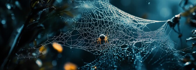 Spider web close up texture composition background
