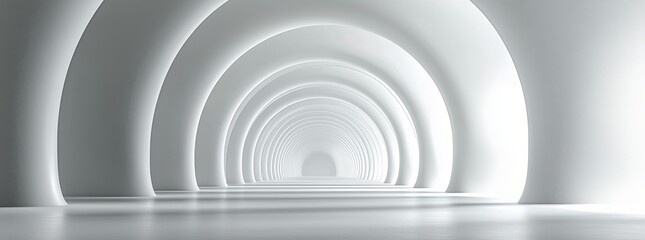 Wall Mural - Modern white corridor with arches leading into a seamless space