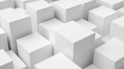 Wall Mural - abstract white cubes minimalistic pattern 3d render illustration