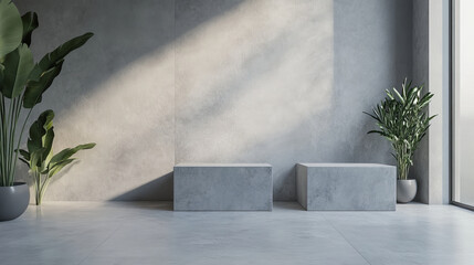 Wall Mural - abstract grey cubes minimalistic design 3d render illustration