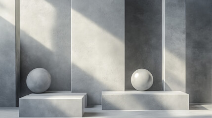 Wall Mural - abstract grey cubes minimalistic design 3d render illustration