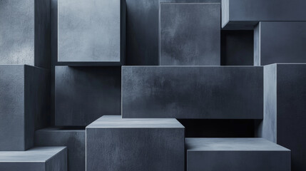 Wall Mural - abstract grey cubes minimalistic design 3d render illustration
