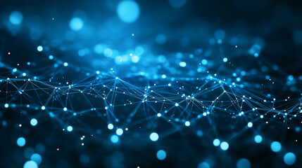 Wall Mural - abstract technology background with blue dots and connection dots structure 3d render illustration