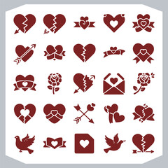 Wall Mural - Heart Icon Collection Beautiful Vector Silhouettes for Love Themes