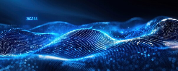 Wall Mural - futuristic digital wave with binary blue data visualization concept