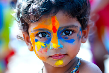 Wall Mural - A child with a painted face enjoying the festivities.