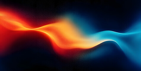 Wall Mural - vibrant rainbow, orange blue teal white psychedelic grainy gradient color flow wave on black backgro